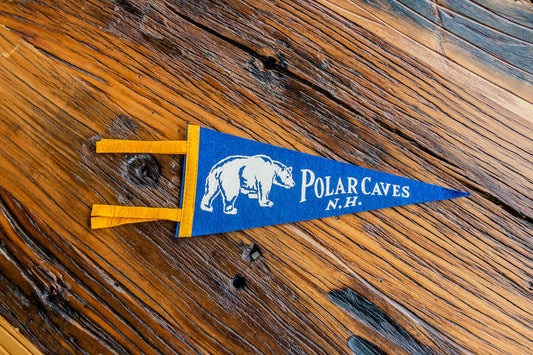Polar Caves New Hampshire Blue Felt Pennant Vintage Animal Decor - Eagle's Eye Finds