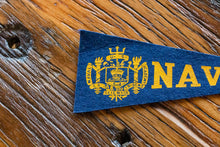 Load image into Gallery viewer, Navy Naval Academy Blue Mini Felt Pennant Vintage College Decor - Eagle&#39;s Eye Finds
