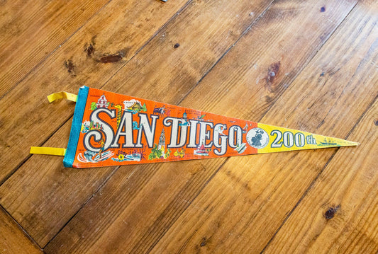 San Diego California Bicentennial Felt Pennant Vintage Wall Decor - Eagle's Eye Finds