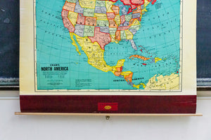 North America Pull Down Map Vintage Wall Hanging Decor - Eagle's Eye Finds