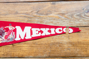 Mexico Red Felt Pennant Vintage Wall Decor - Eagle's Eye Finds