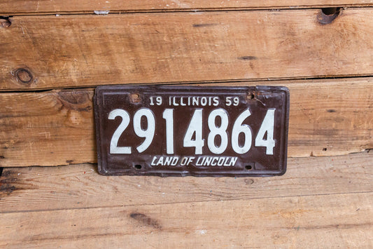 Illinois 1959 Land of Lincoln License Plate Vintage Wall Hanging Decor - Eagle's Eye Finds