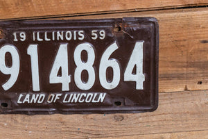 Illinois 1959 Land of Lincoln License Plate Vintage Wall Hanging Decor - Eagle's Eye Finds