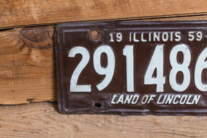 Illinois 1959 Land of Lincoln License Plate Vintage Wall Hanging Decor - Eagle's Eye Finds