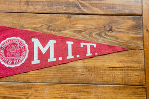 MIT Red Felt Pennant Vintage College Decor Massachusetts Institute of Technology - Eagle's Eye Finds