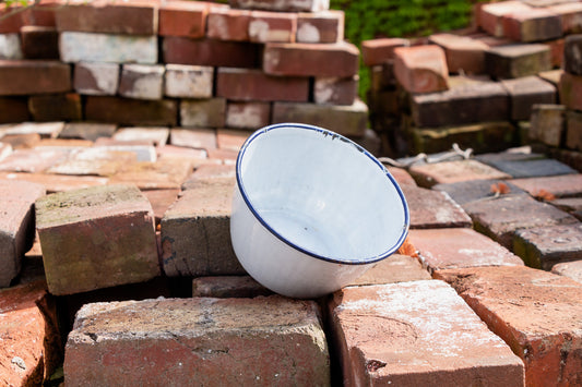 Small Enamelware Bowl Vintage Blue White Kitchen Decor - Eagle's Eye Finds