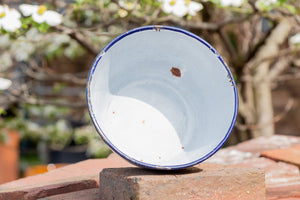 Small Enamelware Bowl Vintage Blue White Kitchen Decor - Eagle's Eye Finds