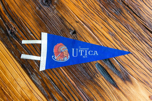 Utica New York Native American Felt Pennant Vintage Wall Decor - Eagle's Eye Finds