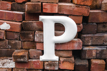 Load image into Gallery viewer, White Letter P Porcelain Vintage Wall Hanging Decor Metal Initials Name Letter - Eagle&#39;s Eye Finds
