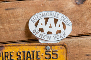 1955 New York Empire State Vintage License Plate with AAA Auto Club Topper - Eagle's Eye Finds