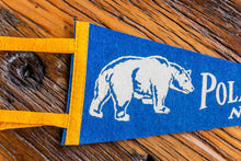 Load image into Gallery viewer, Polar Caves New Hampshire Blue Felt Pennant Vintage Animal Decor - Eagle&#39;s Eye Finds
