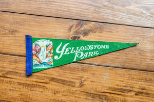 Yellowstone National Park Green Felt Pennant Vintage Wall Hanging Decor - Eagle's Eye Finds