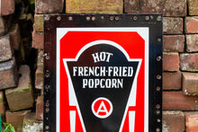Load image into Gallery viewer, Popcorn Art Deco Porcelain Sign Vintage Wall Hanging Movie Decor - Eagle&#39;s Eye Finds
