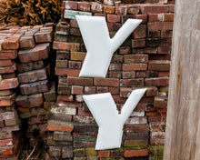 Load image into Gallery viewer, Goodyear Y White Letter Porcelain Vintage Wall Hanging Decor Metal Initials Name Letter - Eagle&#39;s Eye Finds
