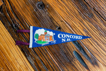 Load image into Gallery viewer, Concord New Hampshire Blue Felt Pennant Vintage Wall Decor - Eagle&#39;s Eye Finds
