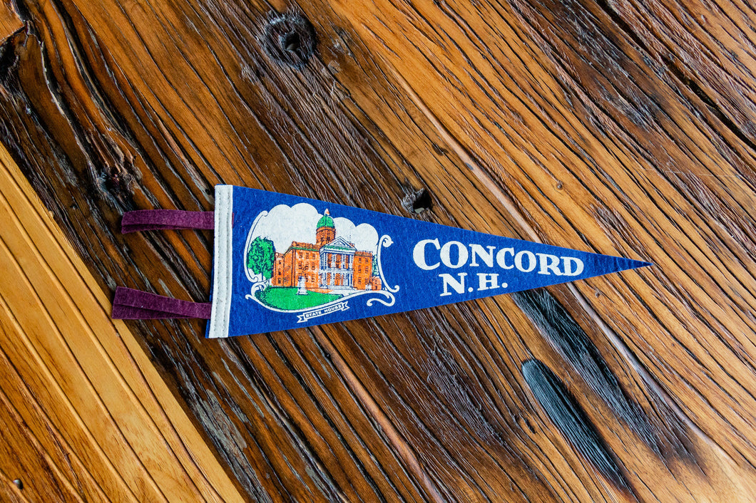 Concord New Hampshire Blue Felt Pennant Vintage Wall Decor - Eagle's Eye Finds