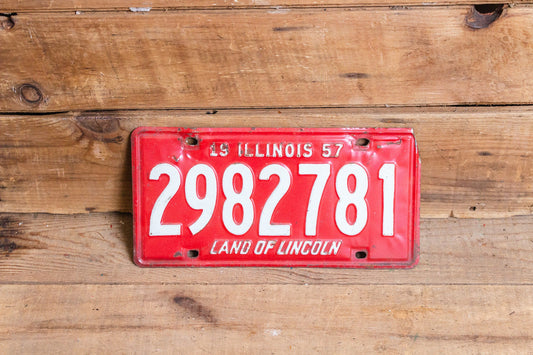 Illinois 1957 Land of Lincoln License Plate Vintage Wall Hanging Decor - Eagle's Eye Finds