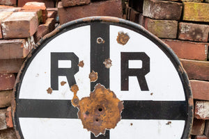 Railroad Crossing Sign Vintage Porcelain Signage - Eagle's Eye Finds