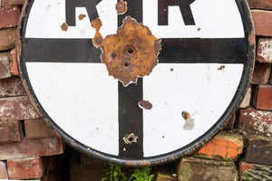 Railroad Crossing Sign Vintage Porcelain Signage - Eagle's Eye Finds