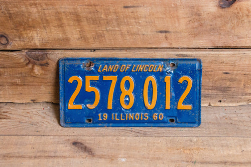 Illinois 1960 Land of Lincoln License Plate Vintage Wall Hanging Decor - Eagle's Eye Finds