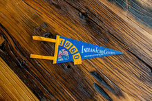 Load image into Gallery viewer, Indian Echo Caverns Pennsylvania Blue Felt Pennant Vintage Wall Decor - Eagle&#39;s Eye Finds
