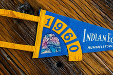 Load image into Gallery viewer, Indian Echo Caverns Pennsylvania Blue Felt Pennant Vintage Wall Decor - Eagle&#39;s Eye Finds
