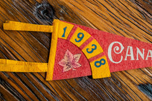Load image into Gallery viewer, 1938 Canada Red Felt Pennant Vintage Wall Decor - Eagle&#39;s Eye Finds

