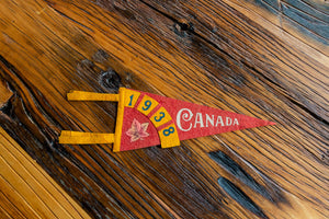 1938 Canada Red Felt Pennant Vintage Wall Decor - Eagle's Eye Finds