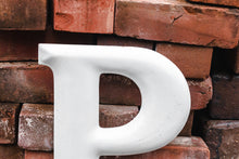 Load image into Gallery viewer, White Letter P Porcelain Vintage Wall Hanging Decor Metal Initials Name Letter - Eagle&#39;s Eye Finds
