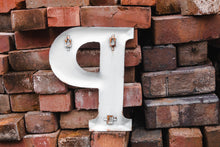 Load image into Gallery viewer, White Letter P Porcelain Vintage Wall Hanging Decor Metal Initials Name Letter - Eagle&#39;s Eye Finds
