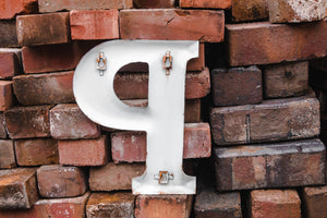 White Letter P Porcelain Vintage Wall Hanging Decor Metal Initials Name Letter - Eagle's Eye Finds