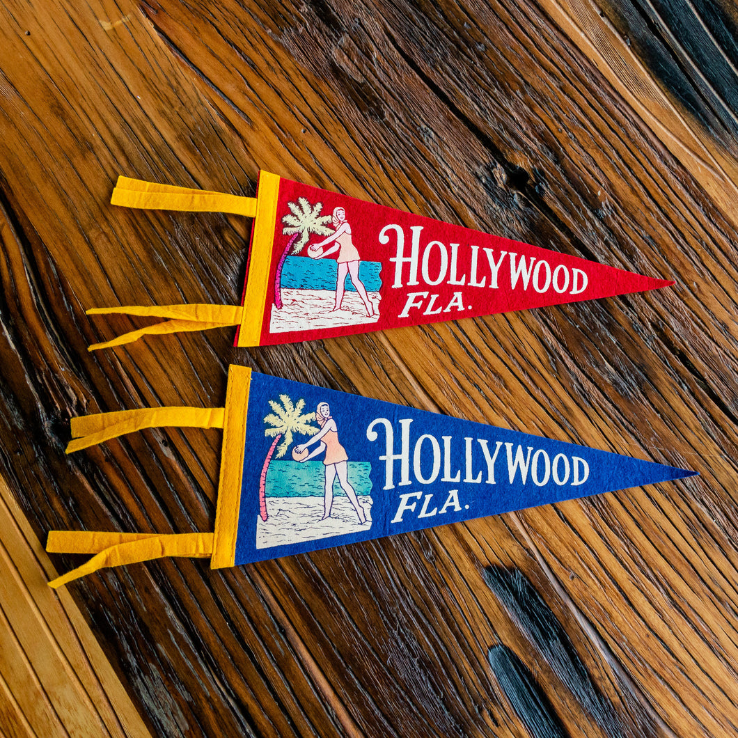 Hollywood Florida Felt Pennant Vintage Beach Wall Decor - Eagle's Eye Finds