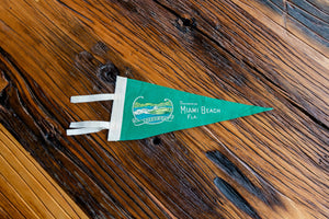 Miami Beach Florida Green Felt Pennant Vintage Wall Decor - Eagle's Eye Finds