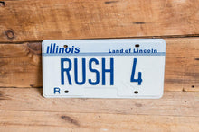 Load image into Gallery viewer, RUSH 4 Illinois Vanity License Plate Vintage Wall Hanging Decor - Eagle&#39;s Eye Finds

