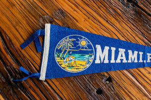 Miami Florida Blue Felt Pennant Vintage Wall Decor - Eagle's Eye Finds