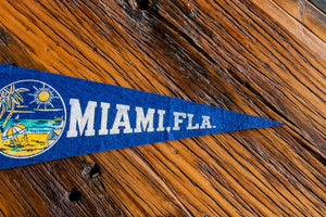 Miami Florida Blue Felt Pennant Vintage Wall Decor - Eagle's Eye Finds