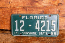 Load image into Gallery viewer, Florida 1958 License Plate Sunshine State Vintage Wall Hanging Decor - Eagle&#39;s Eye Finds
