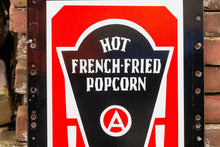 Load image into Gallery viewer, Popcorn Art Deco Porcelain Sign Vintage Wall Hanging Movie Decor - Eagle&#39;s Eye Finds
