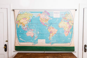 Pull Down World Map Vintage Wall Hanging Decor - Eagle's Eye Finds