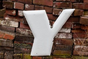 Goodyear Y White Letter Porcelain Vintage Wall Hanging Decor Metal Initials Name Letter - Eagle's Eye Finds