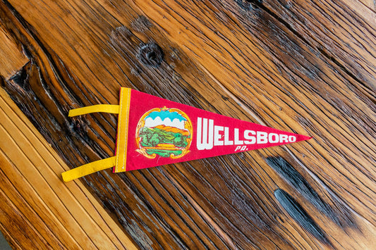 Wellsboro Pennsylvania Red Felt Pennant Vintage Wall Decor - Eagle's Eye Finds