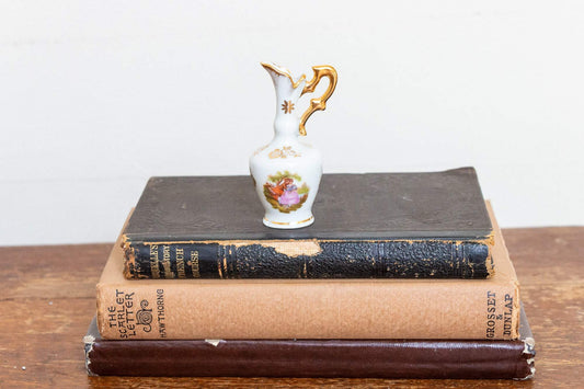 Limoges Lovers Gilt Pitcher Vintage Golden Porcelain Decor - Eagle's Eye Finds