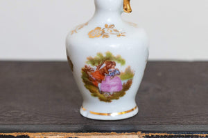 Limoges Lovers Gilt Pitcher Vintage Golden Porcelain Decor - Eagle's Eye Finds