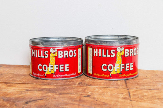 Hills Bros Coffee Tin Can Vintage Kitchen Storage Decor - Eagle's Eye Finds