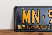 Load image into Gallery viewer, New York 1940 License Plate Vintage World&#39;s Fair MN 98 Wall Decor - Eagle&#39;s Eye Finds
