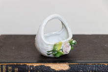 Load image into Gallery viewer, Floral Ceramic Basket Vintage Porcelain Bone China Knickknack - Eagle&#39;s Eye Finds
