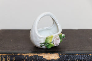 Floral Ceramic Basket Vintage Porcelain Bone China Knickknack - Eagle's Eye Finds