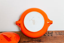 Load image into Gallery viewer, Orange Hall Sundial Casserole Dish Vintage Ceramic Kitchenware - Eagle&#39;s Eye Finds
