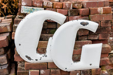 Load image into Gallery viewer, Goodyear G White Letter Porcelain Vintage Wall Hanging Decor Metal Initials Name Letter - Eagle&#39;s Eye Finds
