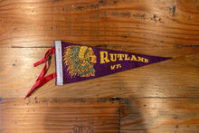 Load image into Gallery viewer, Rutland Vermont American Indian Felt Pennant Vintage Wall Decor - Eagle&#39;s Eye Finds
